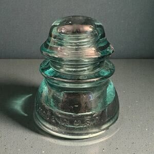 Whitall Tatum Co. No. 1 Glass Insulator Light Aqua Blue Vintage FLAWED Chips